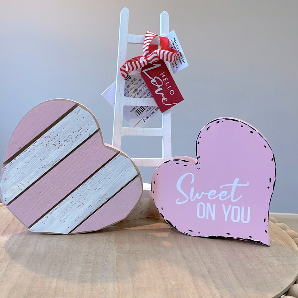 Lot of 3 Various Pink and White and a little Red Valentines Day Decor